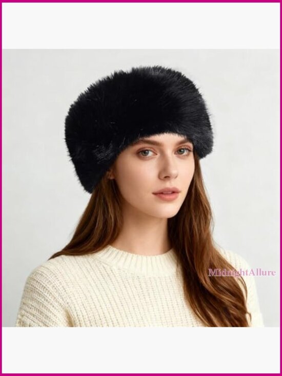 Faux Fur Headband with Fleece Lining Stretch Ear Warmer Winter Hat main image 5